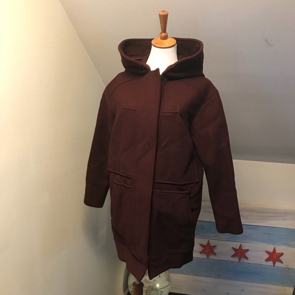 RELISTED The Kooples Maroon Red Pea Coat 36 - Picture 1 of 7